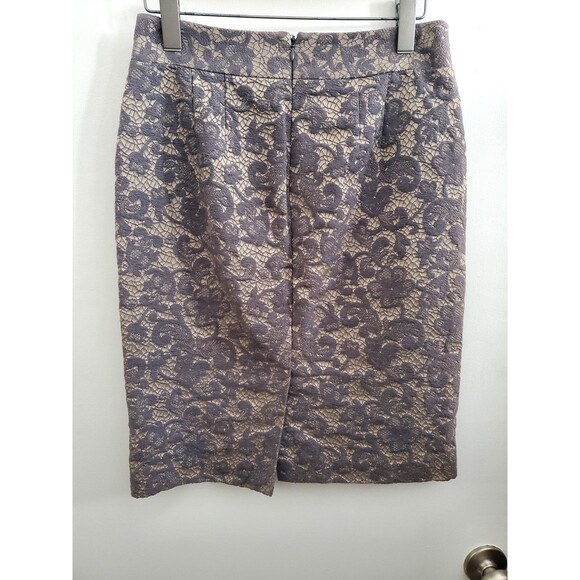Banana Republic Gray Lace Brocade Straight Pencil Skirt Size 4 - Picture 6 of 9